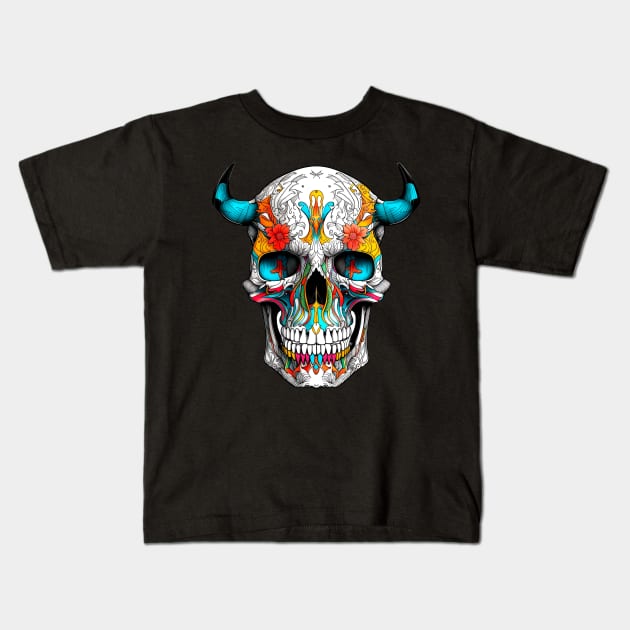 Demon skull Kids T-Shirt by Skulls To Go